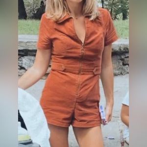 Urban Outfitters corduroy shorts romper with zip front closure (L)